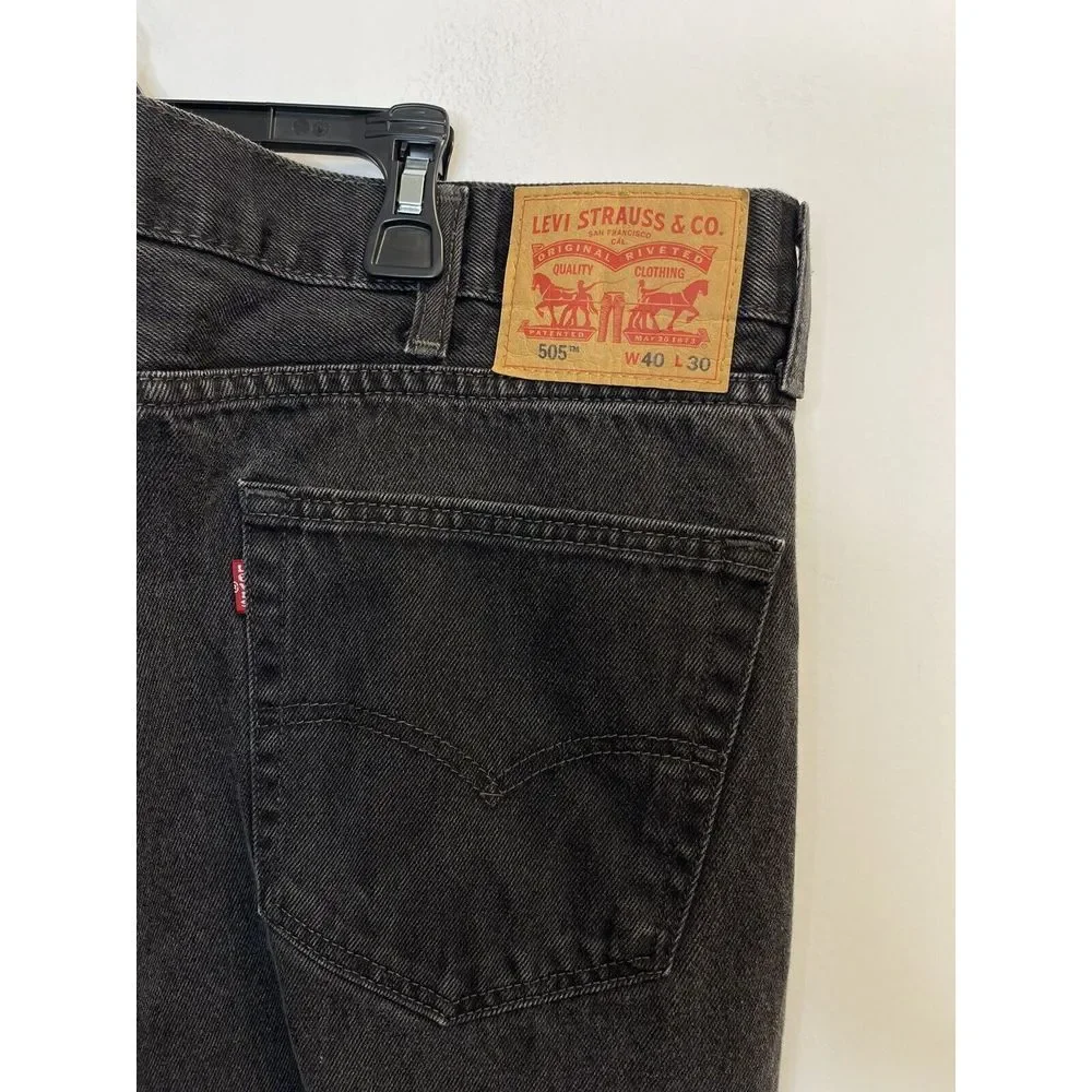 LEVIS 505 Men's 40X30 Regular Fit Black Denim Jeans‎